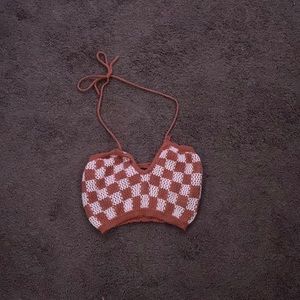 Knit bohemian checkered tank top